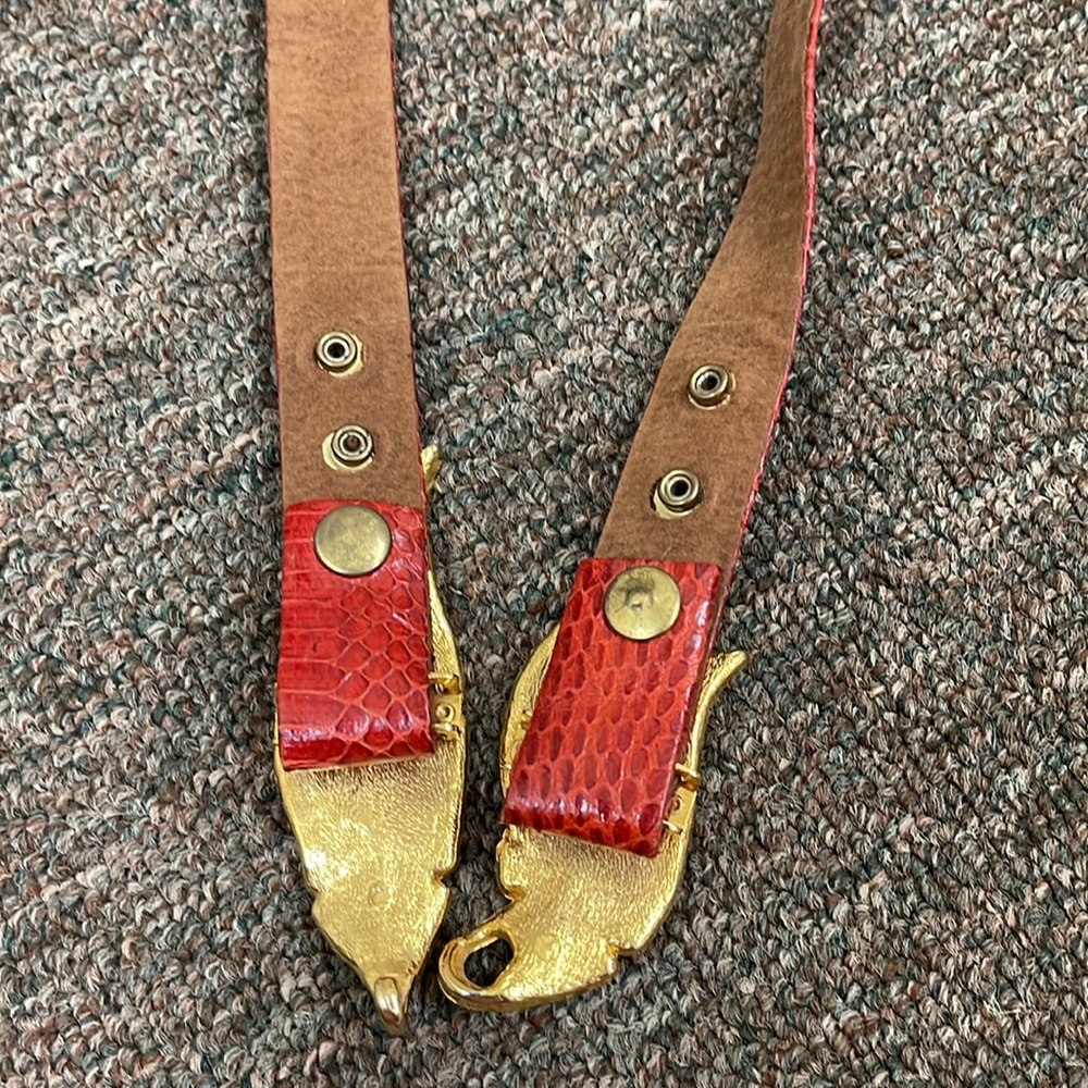 Vintage Red Python Leather Wrap Belt - image 5